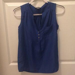 Blue sleeveless blouse